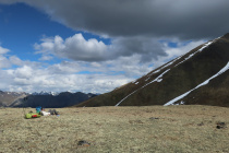 Ausblick von flachem Pass, Pause